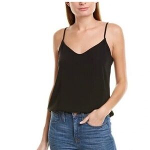 J. CREW Women’s Lined Black V-Neck‎ Camisole Tank Top Sz 2 Preppy Minimalist EUC